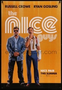 1r790 NICE GUYS teaser DS 1sh '16 wacky Ryan Gosling and Russell Crowe over orange background!