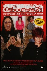 1r204 OSBOURNES 26x40 video poster '02 wacky image of Ozzy, Sharon, Kelly and Jack!