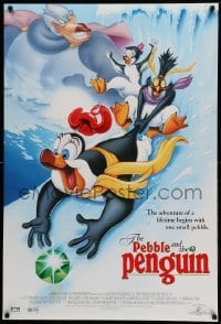 1r810 PEBBLE & THE PENGUIN DS 1sh '95 cute Don Bluth arctic cartoon, great cast image!