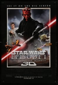 1r814 PHANTOM MENACE advance DS 1sh R12 Star Wars Episode I in 3-D, different image of Darth Maul!