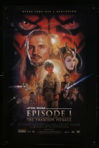 1r818 PHANTOM MENACE style B fan club 1sh '99 George Lucas, Star Wars Episode I, Drew Struzan art!