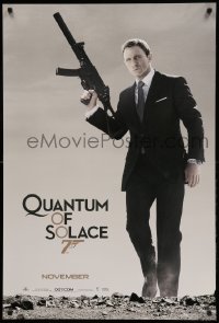 1r833 QUANTUM OF SOLACE teaser 1sh '08 Daniel Craig as Bond with silenced H&K UMP submachine gun