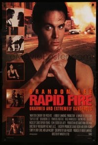 1r836 RAPID FIRE style C int'l DS 1sh '92 Powers Boothe, Nick Mancuso, great images of Brandon Lee