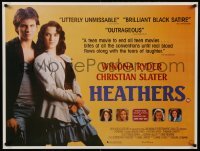 1r121 HEATHERS 28x37 English REPRO poster '90s really young Winona Ryder & Christian Slater!