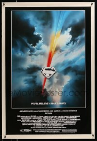 1r124 SUPERMAN 27x40 commercial poster '06 comic book hero Christopher Reeve, Bob Peak logo art!