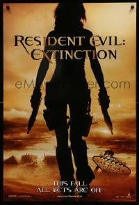 1r845 RESIDENT EVIL: EXTINCTION teaser 1sh '07 silhouette of zombie killer Milla Jovovich!