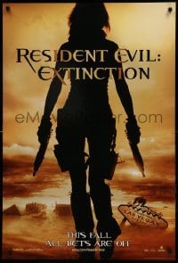 1r846 RESIDENT EVIL: EXTINCTION teaser DS 1sh '07 sexy Milla Jovovich in zombie killing action!