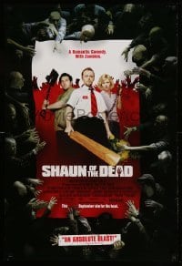1r877 SHAUN OF THE DEAD advance DS 1sh '04 Simon Pegg, Kate Ashfield, Nick Frost & zombies!