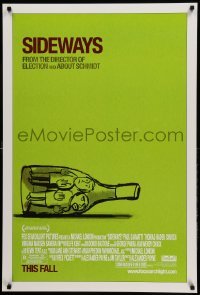 1r886 SIDEWAYS advance DS 1sh '04 Alexander Payne classic, cool art of men in bottle!