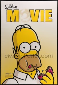 1r888 SIMPSONS MOVIE style B advance DS 1sh '07 classic Groening art of Homer Simpson w/donut!