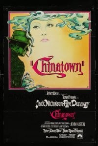 1r344 CHINATOWN 25x37 special '74 art of Jack Nicholson & Faye Dunaway by Jim Pearsall, Polanski