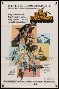 1r347 DARING DOBERMANS 23x35 special '73 Considine, art of killer Doberman Pinschers by Ashmead!
