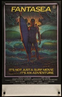 1r370 FANTASEA 17x27 Australian special '79 cool Sharp artwork of surfer & ocean!