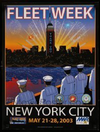 1r373 FLEET WEEK NEW YORK CITY 18x24 special '03 Paul Gavin art of Empire State Building & skyline