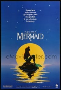 1r397 LITTLE MERMAID 18x26 special '89 Ariel in moonlight, Disney underwater cartoon!