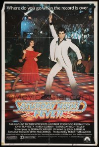 1r425 SATURDAY NIGHT FEVER 24x36 special '77 John Travolta & Karen Lynn Gorney, disco!