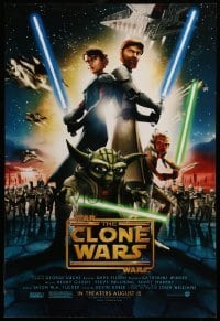 1r147 STAR WARS: THE CLONE WARS mini poster '08 art of Anakin Skywalker, Yoda, & Obi-Wan Kenobi!
