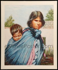 1r085 TWO INDIANS signed #435/950 20x24 art print '76 by artist Ivan Anderson, Two Indians!