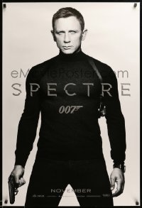 1r907 SPECTRE teaser DS 1sh '15 cool image of Daniel Craig as James Bond 007 with gun!