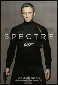 1r906 SPECTRE int'l teaser DS 1sh '15 cool image of Daniel Craig as James Bond 007 with gun!