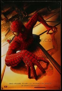 1r908 SPIDER-MAN teaser DS 1sh '02 Tobey Maguire climbing building, Sam Raimi, Marvel Comics!