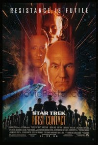 1r924 STAR TREK: FIRST CONTACT advance 1sh '96 Jonathan Frakes, Stewart, Spiner, sexy Borg Krige!