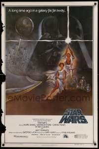 1r223 STAR WARS heavy stock 27x41 video poster '80s George Lucas classic epic, art by Tom Jung!