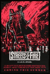 1r937 STREETS OF FIRE advance 1sh '84 Walter Hill, cool pink dayglo Riehm art!