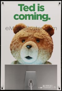 1r948 TED wilding 1sh '12 Mark Wahlberg, Mila Kunis, image of teddy bear using Mac, outrageous!