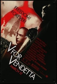 1r974 V FOR VENDETTA advance DS 1sh '05 Wachowskis, Natalie Portman, Hugo Weaving, city in flames!