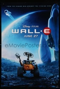 1r980 WALL-E advance DS 1sh '08 Walt Disney, Pixar, Best Animated Film, WALL-E & EVE w/ spaceship!