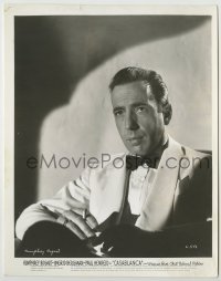 1s199 CASABLANCA 8x10.25 still '42 incredible portrait of Humphrey Bogart smoking in white tuxedo!