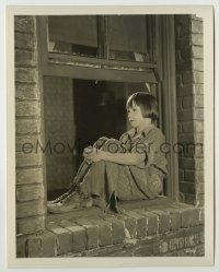 1s675 OLD CLOTHES 8x10.25 still '25 close up of worried Jackie Coogan sitting on window sill!