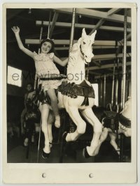 1s296 EDITH FELLOWS candid 8x11 key book still '35 on carousel horse between scenes by Ray Jones!