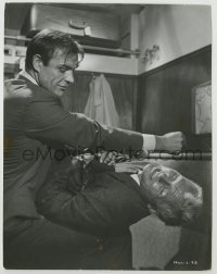 1s342 FROM RUSSIA WITH LOVE 7x9 still '64 c/u of Sean Connery as James Bond punching Robert Shaw!