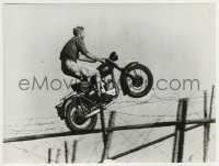1s389 GREAT ESCAPE 7x9.5 still '63 incredible image of Steve McQueen jumping his motorcycle!