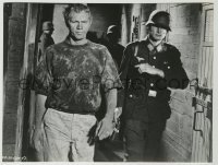 1s387 GREAT ESCAPE 7x9.5 still '63 c/u of dirty Steve McQueen taken to cooler after failed escape!