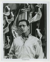 1s494 JAWS 8.25x10 still '75 great close up of Roy Scheider surrounded by shark jaw bones!