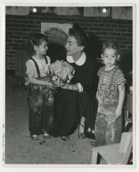 1s508 JOAN CRAWFORD 8.25x10 still '55 smiling with cute children at nursery in St. Louis!