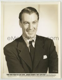 1s617 MEET JOHN DOE 8x10.25 still '41 head & shoulders smiling portrait of Gary Cooper, Capra!