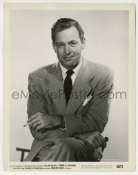 1s715 PICNIC 8.25x10.25 still '56 great seated portrait of William Holden smoking in suit & tie!