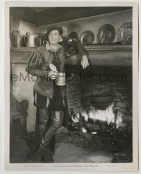 1s724 PRINCE & THE PAUPER 8x10.25 still '37 Errol Flynn full-length holding stein by fireplace!