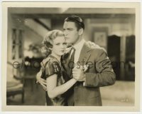 1s741 RED HEADED WOMAN 8x10.25 still '32 romantic c/u of sexy Jean Harlow embracing Chester Morris!