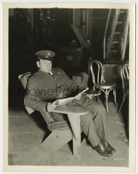 1s957 WEST POINT OF THE AIR candid 8x10.25 still '34 Wallace Beery reading newspaper between scenes!