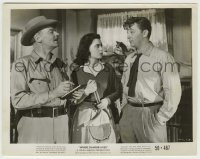 1s962 WHERE DANGER LIVES 8x10.25 still '50 Faith Domergue with Robert Mitchum & sheriff Ray Teal!