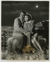 1s973 WITHOUT RESERVATIONS 7.75x9.5 still '46 John Wayne & Claudette Colbert cuddling by moonlight!