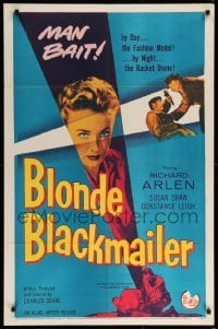 1t116 BLONDE BLACKMAILER 1sh '58 bad girl Susan Shaw's body was the secret to the shakedown!