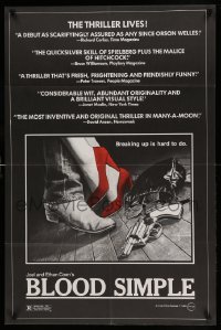 1t117 BLOOD SIMPLE 24x37 1sh '85 Joel & Ethan Coen, Frances McDormand, cool film noir gun image!
