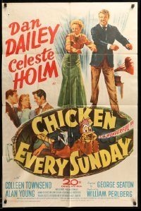 1t169 CHICKEN EVERY SUNDAY 1sh '49 smiling portrait of Dan Dailey & Celeste Holm!