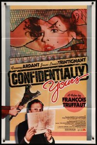 1t189 CONFIDENTIALLY YOURS 1sh '83 Francois Truffaut's Vivement Dimanche, Fanny Ardant!